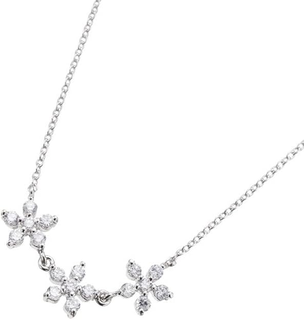 Amazon | キュービックジルコニアが煌めく3連フラワーモチーフの